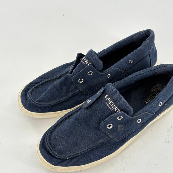Sperry Mens Outer Banks Deck Shoes 10 Navy Blue Slip On Sneakers - Picture 5 of 7
